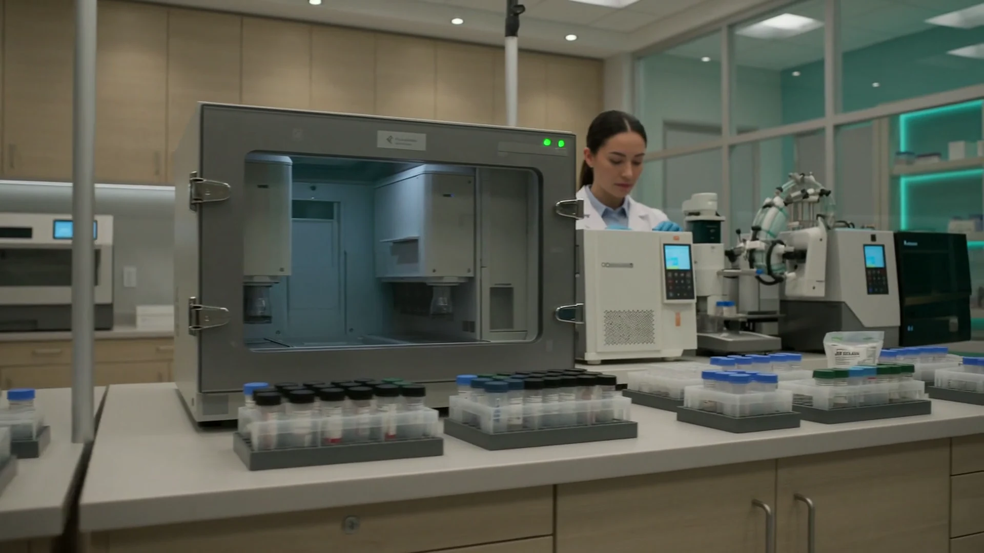 A technologist at a laboratory bench, supplied concept visualization